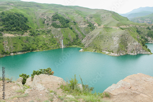 Majestic Elbrus with Turquoise Lake Syltrankel in the Foreground