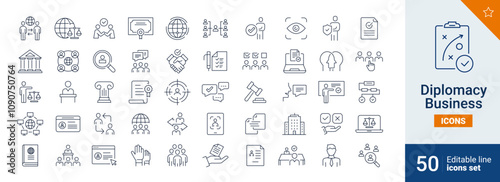 Diplomacy icons Pixel perfect. option, installation, tools, control,...	
