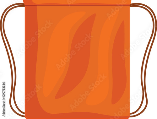 Simple orange drawstring backpack isolated on white background, useful for carrying personal belongings