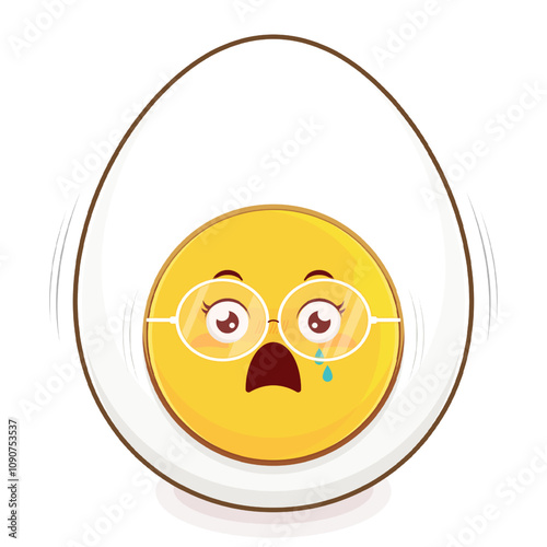 egg boiled scared face cartoon cute