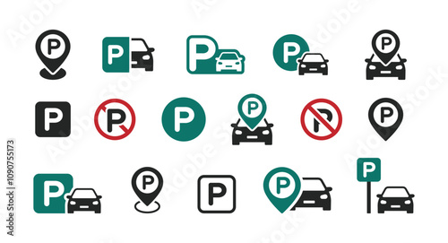 Car parking and no parking vector icon set. Park and no parking icon. Public parking and no parking vector signs