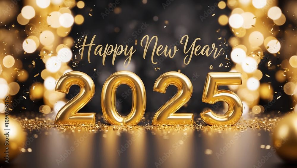 Naklejka premium happy new year 2025