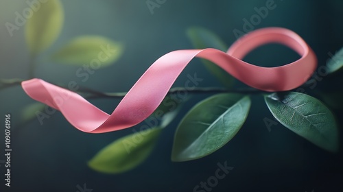 Pink Ribbon with Green Leaf

 photo