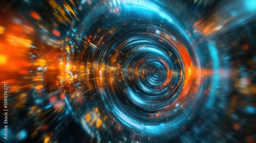 Abstract Swirling Blue and Orange Lights Abstract Swirling Blue and Orange Lights