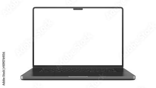 MacBook Pro on an isolated background. Front view mockup with transparent screens for web design and UX/UI presentation.