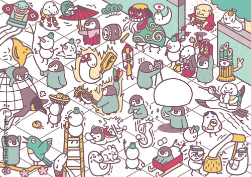 2025　年賀状素材　巳　正月　イラスト