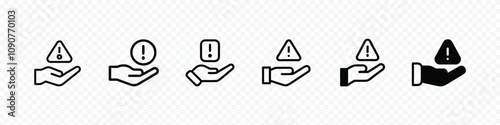 exclamation sign in hand, Exclamation marks icon, Exclamation danger sign. attention sign icon set. Hazard warning attention sign