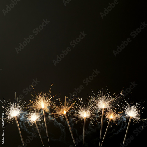 Abstract background representations of fireworks celebration sprkling night sky copy space for text photo