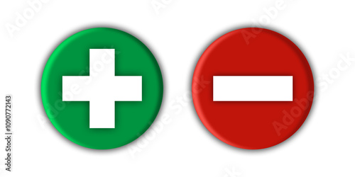 green plus and red minus signs