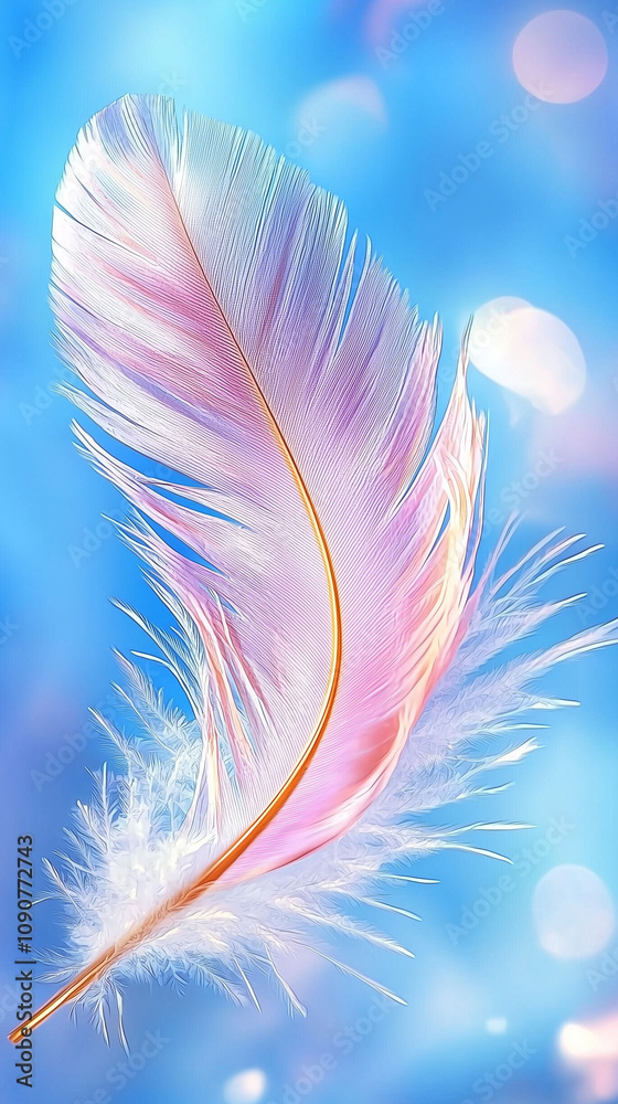 Fototapeta premium Dreamy Pink Feather with Bokeh