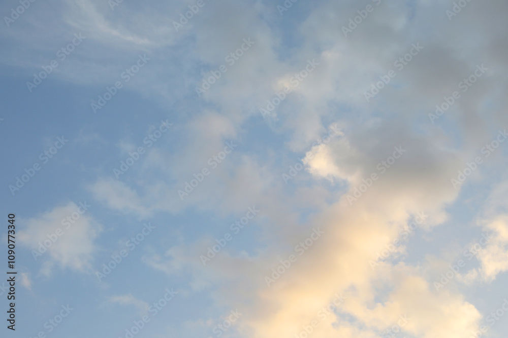 Beautiful view of blue sky with fluffy clouds