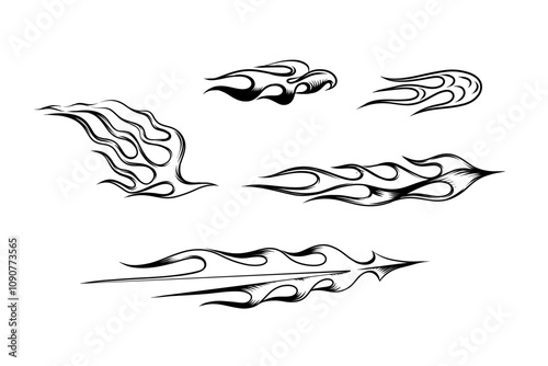 Outline Flame Set Hand Drawn Vector Image