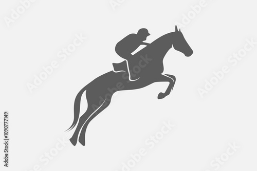 Horse rider race silhouette symbol or logo vector