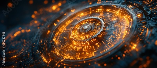 Wallpaper Mural Futuristic abstract design with glowing orange elements. Torontodigital.ca