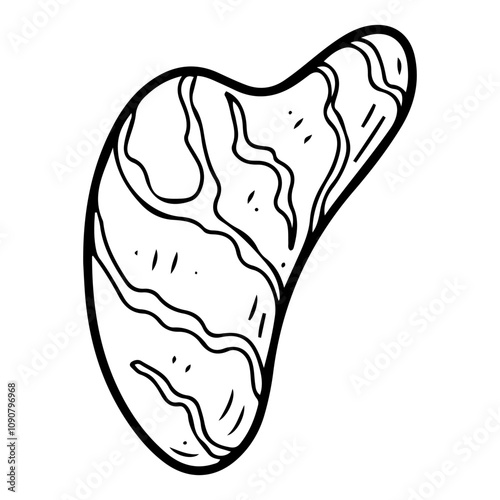 Gua sha scraper hand drawn doodle. Self care. Cosmetic facial massage. Stroking skin with scrapers. Natural stone. Body health. Vector engraving line art illustration.