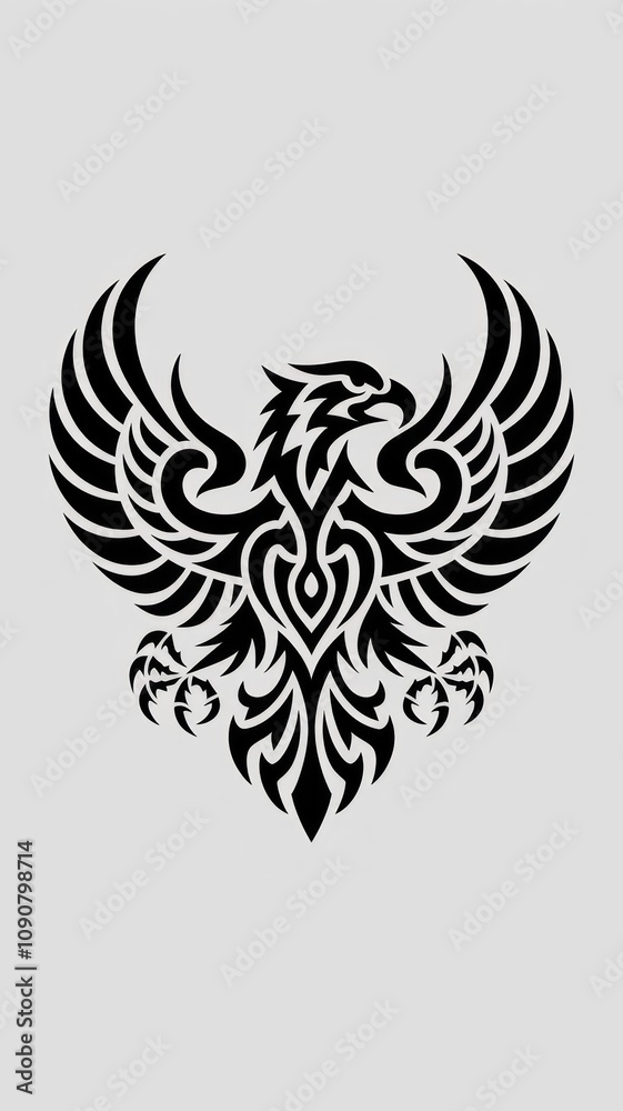 Obraz premium Intricate Tribal Tattoo Design of a Stylized Eagle Generative AI