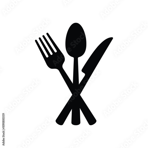 Set of fork, knife, spoon. Cutlery and crockery sign. Eating utensils set symbol. Fork, knife, and spoon, cutlery icon set.