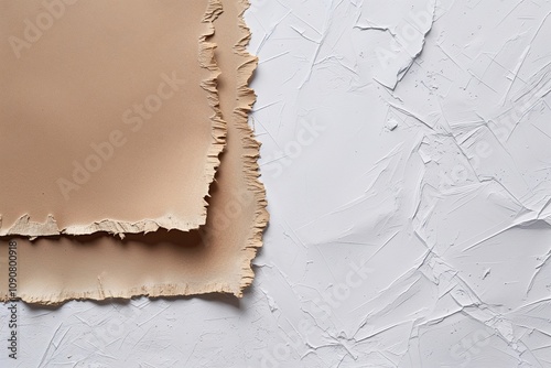 Distressed Paper Edges on Vivid White Background with Unique Texture