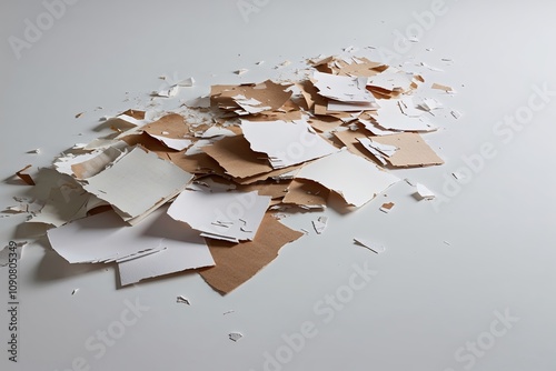 Chipped Paper Layers on Pristine White Background