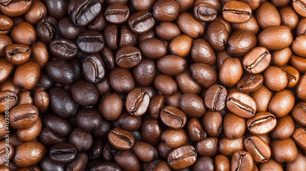 Obraz premium Rows of Coffee Beans in Various Roast Levels Arranged Neatly