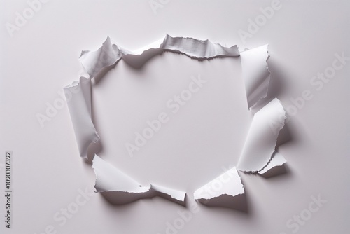 Torn Paper Edges with Textured Detail on White Background