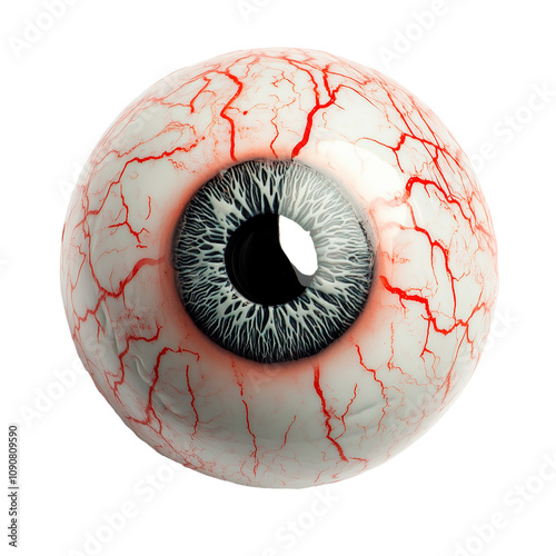 Creepy green eyeball toy isolated on transparent background
