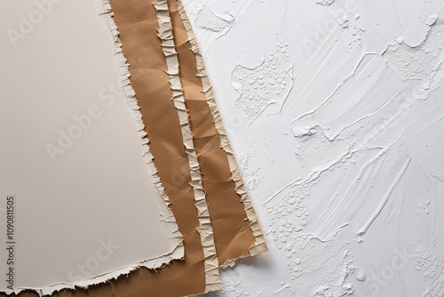 Distressed Paper Edges on Vivid White Background with Unique Texture