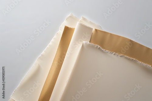 Frayed Paper Edges Highlighted on a Smooth White Surface