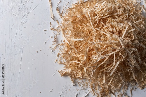 Shredded Paper Fragments on a White Surface with Texture and Edge Details