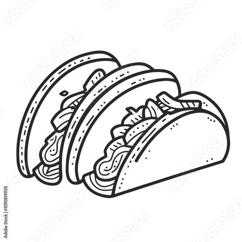  Outline icon of tacos with filling