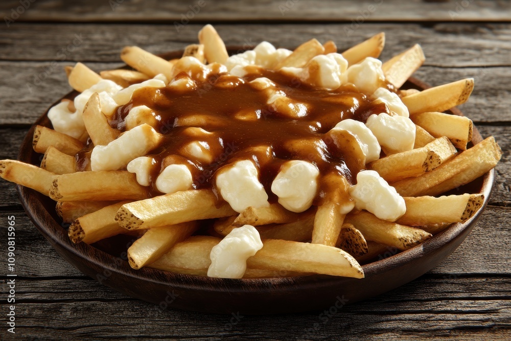 Delicious plate of poutine featuring golden fries, rich gravy, and fluffy cheese curds, perfect for comfort food lovers. Delicious plate of poutine featuring golden fries, rich gravy, and fluffy cheese curds, perfect for comfort food lovers.
