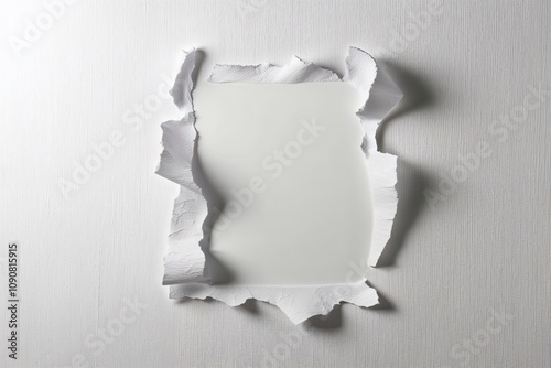 Elegant Torn Paper Outlines with Texture on a Luminous White Canvas