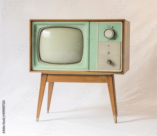 This is an image of Retro Mint Green TV electronics and television hardware. photo