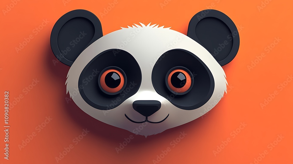 Fototapeta premium A stylized panda head against an orange background