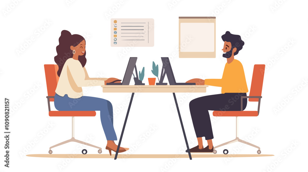 Fototapeta premium Professional Online Work Consultations Concept with Man and Woman