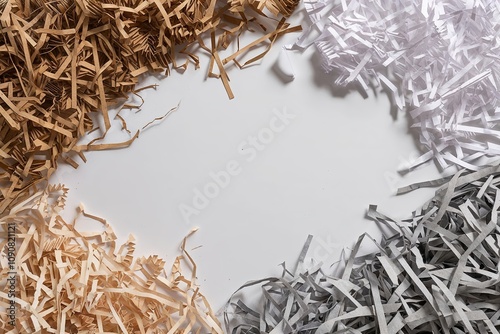 Shredded Paper Textures on White Background for Creative Design Elements