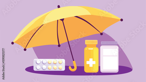 Medical Insurance Concept with Yellow Umbrella