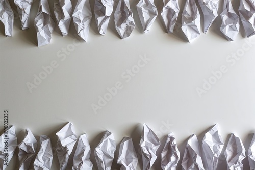 Crumpled Paper Edges Arranged on Clean White Background for Textured Design