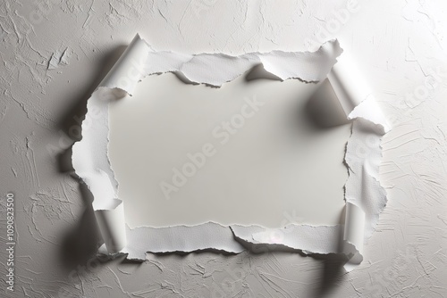 Sophisticated Torn Paper Textures on Bright White Canvas