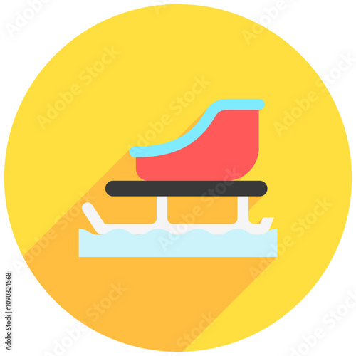 sled rounded color icon. use for modern concept, print, UI, UX kit, web and app development. Vector EPS 10, related to winter, cold season.