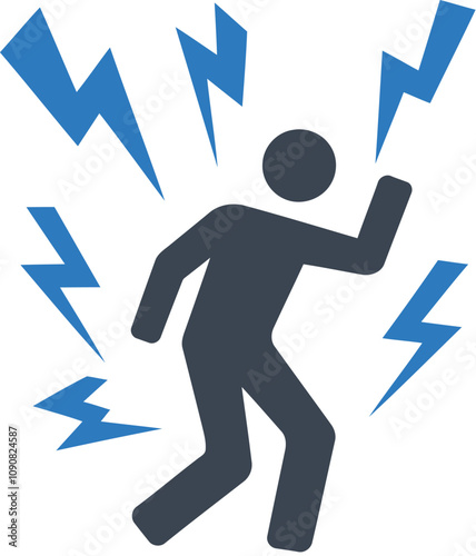 Person surrounded by electricity bolts icon