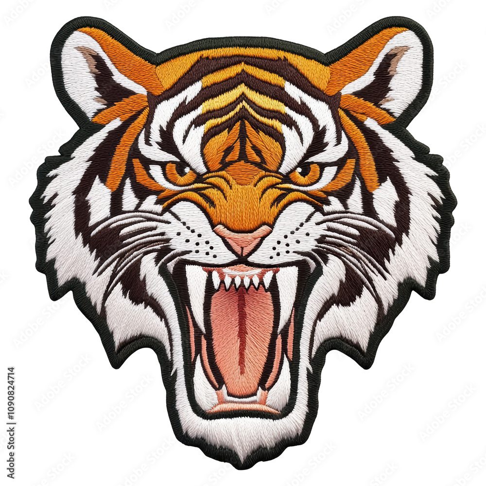 Obraz premium A tiger with its mouth wide open isolated on transparent or white background, png