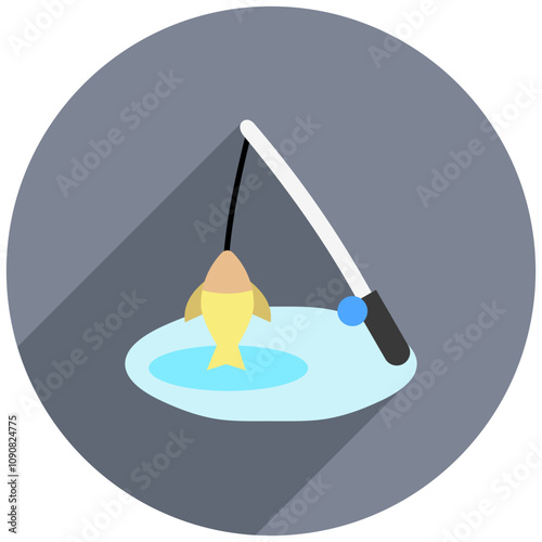 ice fishing rounded color icon. use for modern concept, print, UI, UX kit, web and app development. Vector EPS 10, related to winter, cold season.