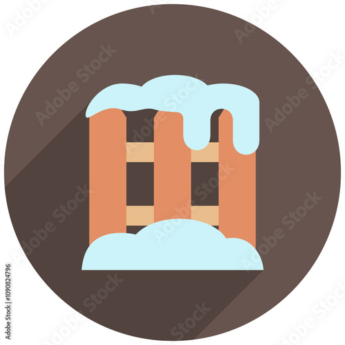 snow fence rounded color icon. use for modern concept, print, UI, UX kit, web and app development. Vector EPS 10, related to winter, cold season.