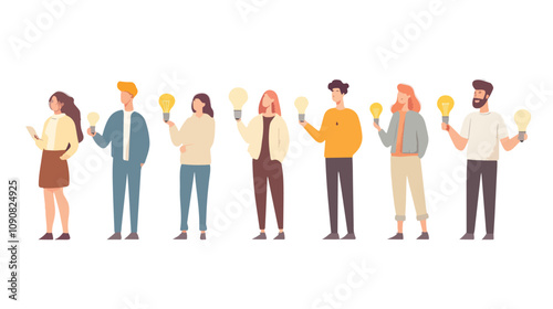 Professional People with Light Switch. Man and Woman Turning On. Bright Lighting Concept.