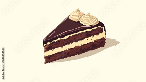 Delicious Chocolate Cake Slice With Creamy Frosting photo