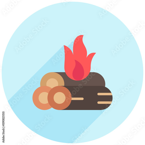 bonfire rounded color icon. use for modern concept, print, UI, UX kit, web and app development. Vector EPS 10, related to winter, cold season.