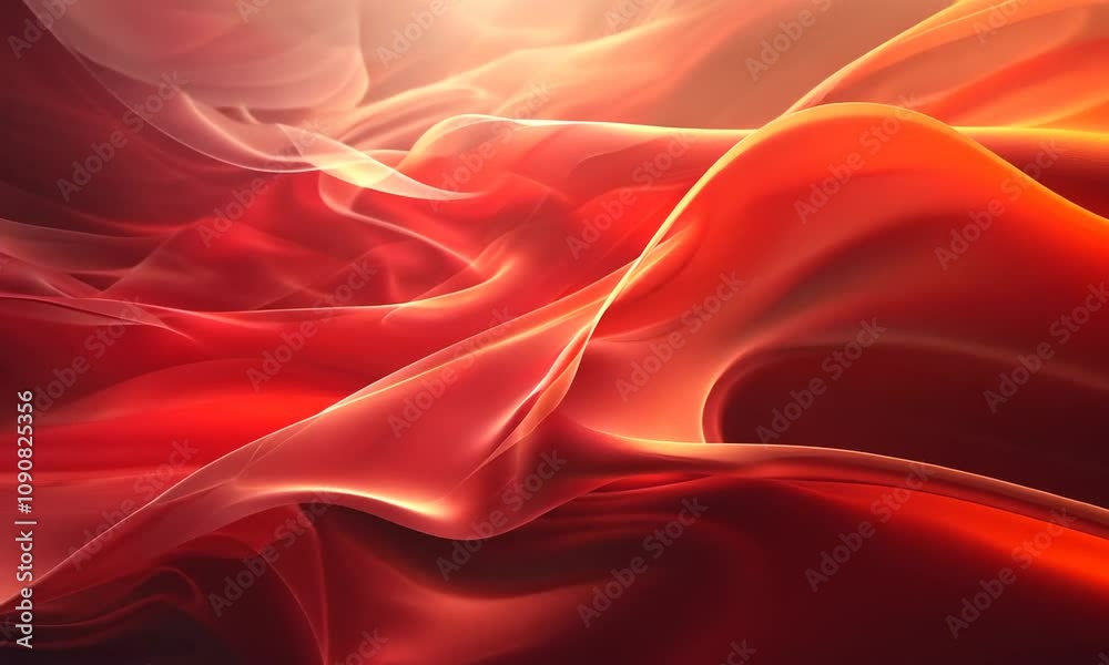 Abstract red waves of flowing fabric create a dynamic, vibrant visual effect.