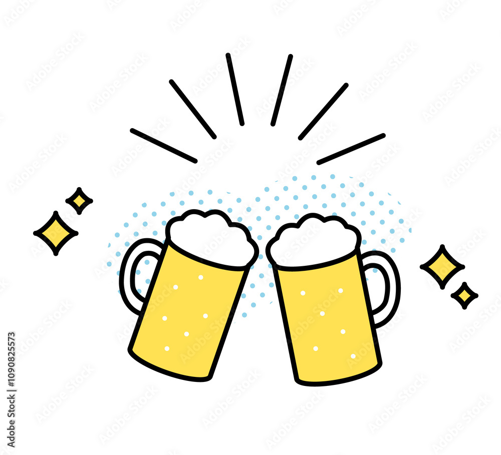 ビールで乾杯のイラスト