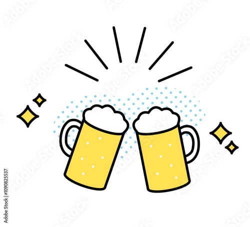 ビールで乾杯のイラスト